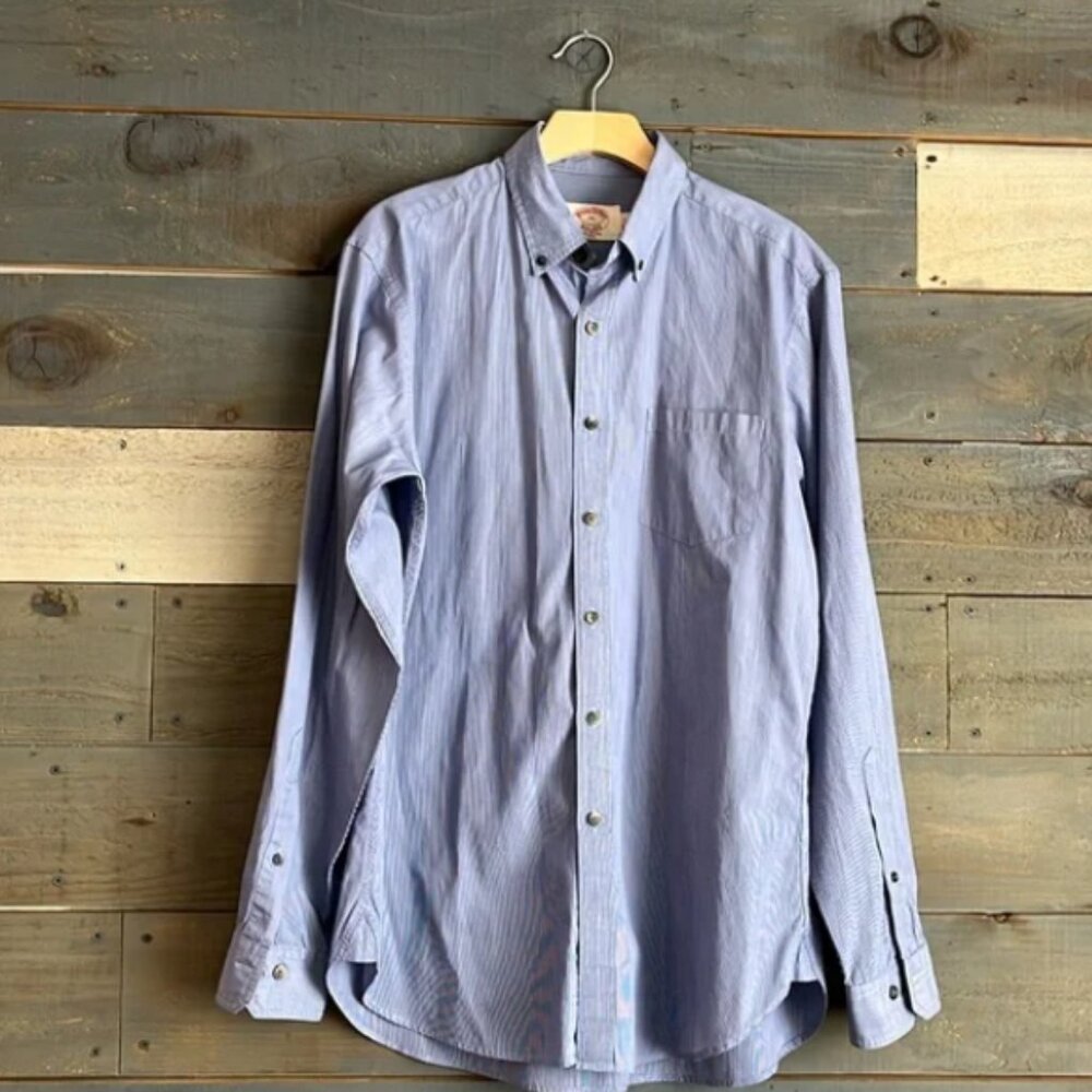 Brooks Brothers Men's Button Down Dress Shirt Blue Stripe Long Sleeves M